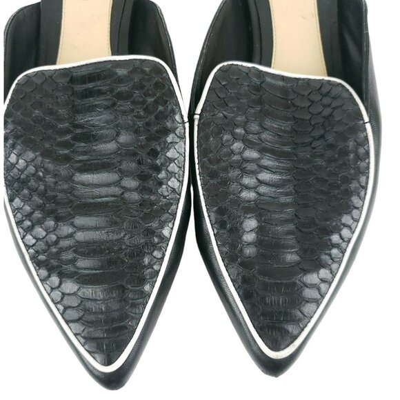 BRIAN ATWOOD Sonja Mules Black Pointed Toe Embossed Leahter Size 6.5 - Picture 3 of 10